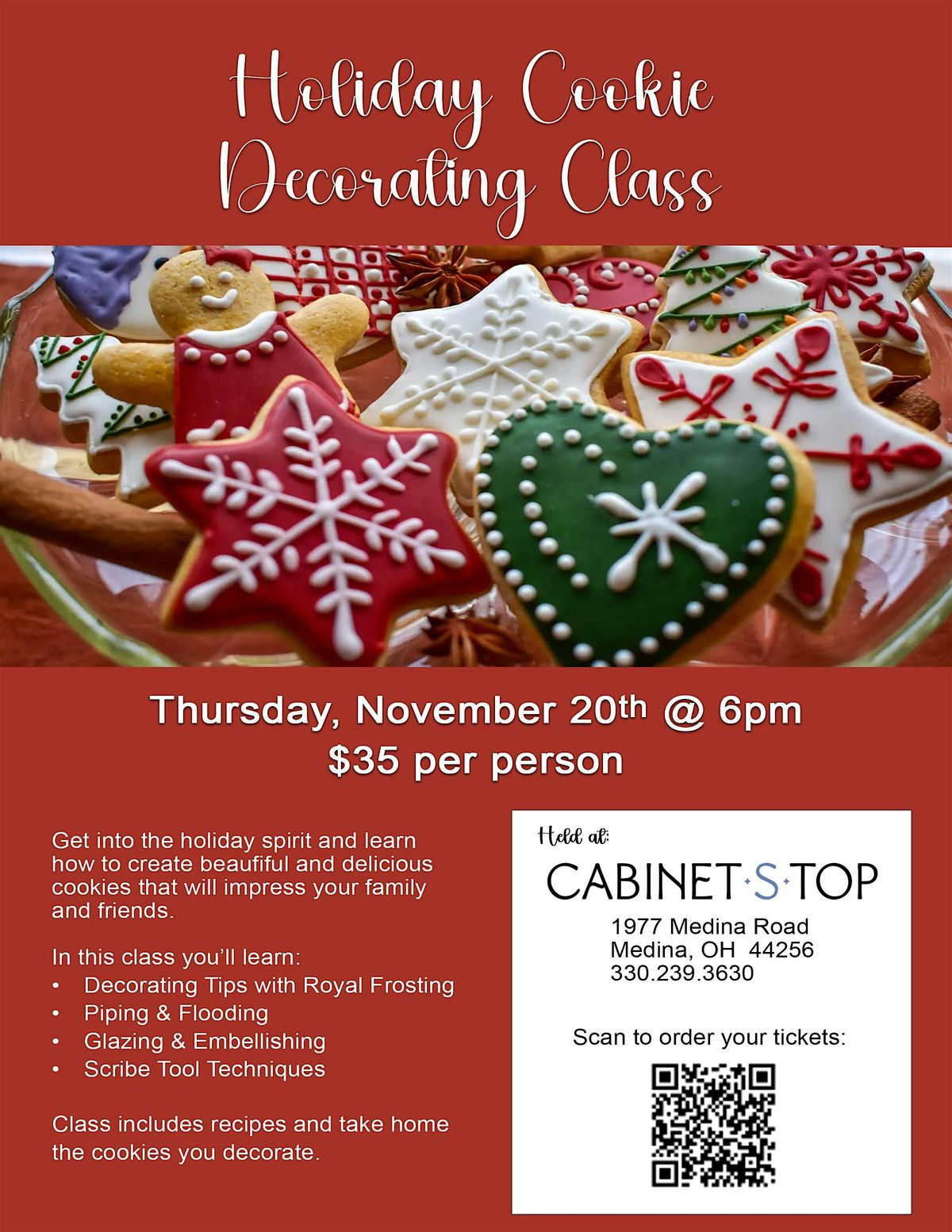 Holiday Cookie Decorating Class at Cabinet-S-Top