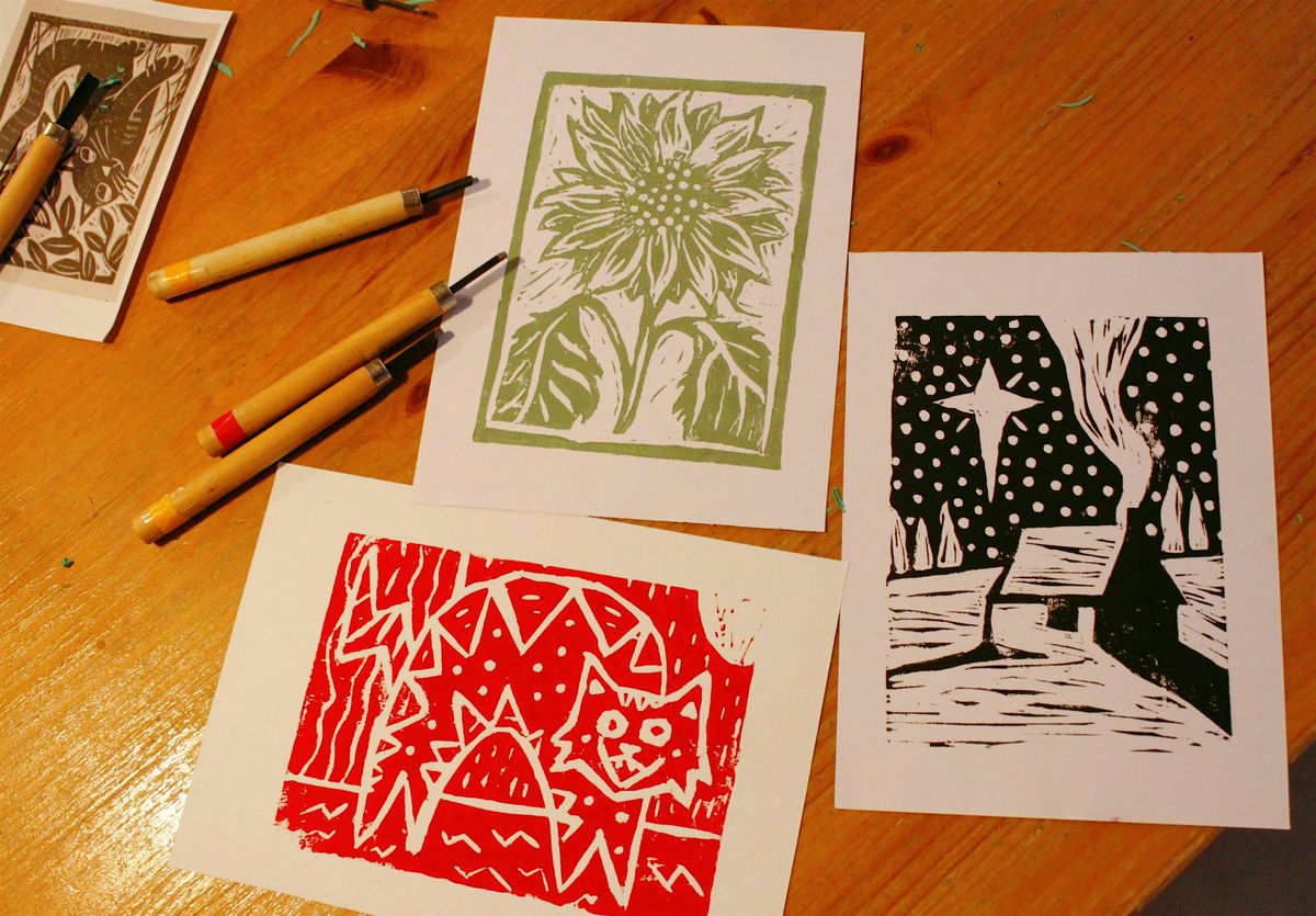 A Christmas Linocut printmaking workshop