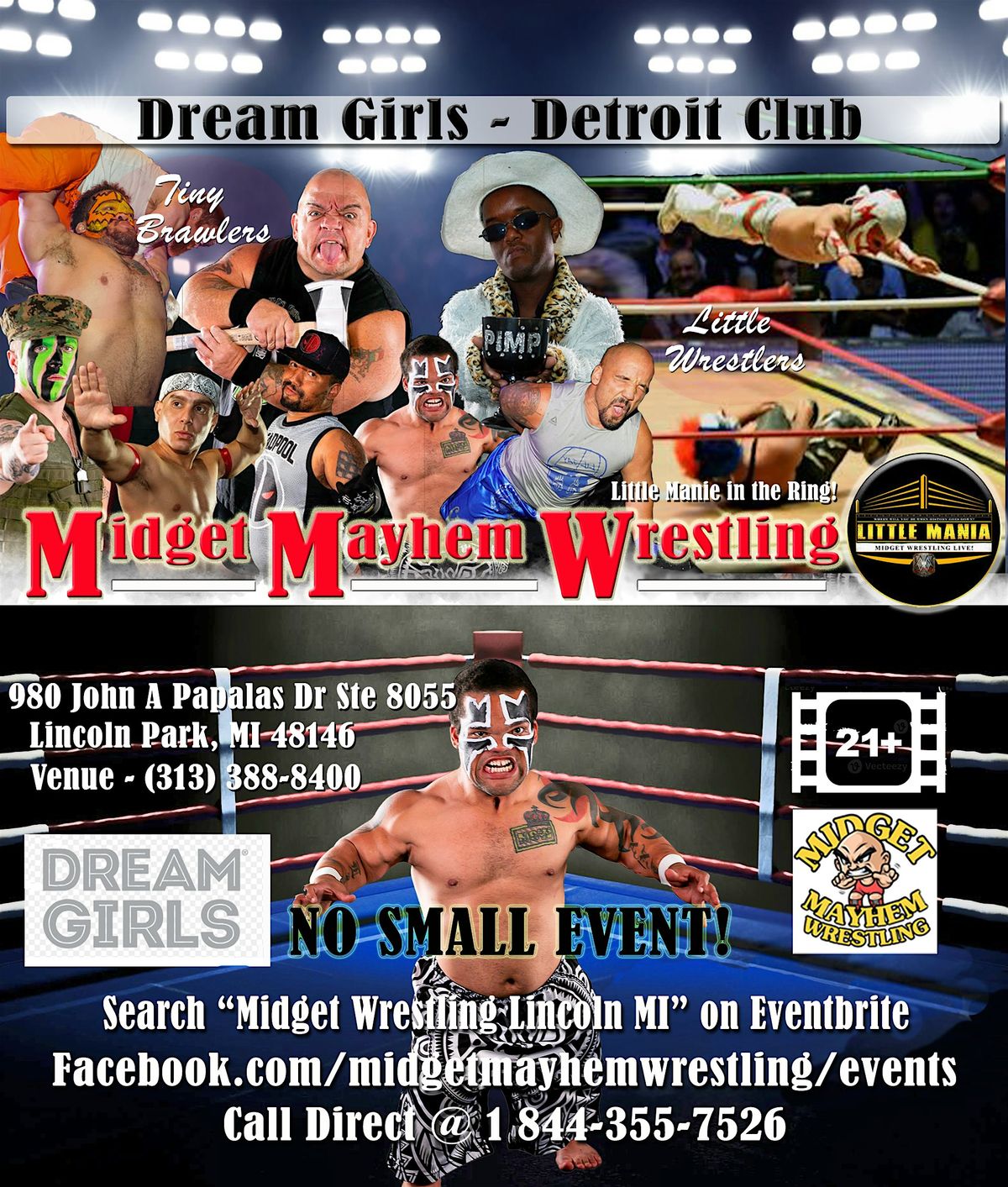 Midget Mayhem Wrestling Rips Through the Ring! Lincoln Park MI (21+)