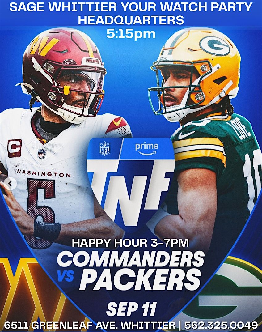 Packers vs Commanders Watch Party | Sage Whittier