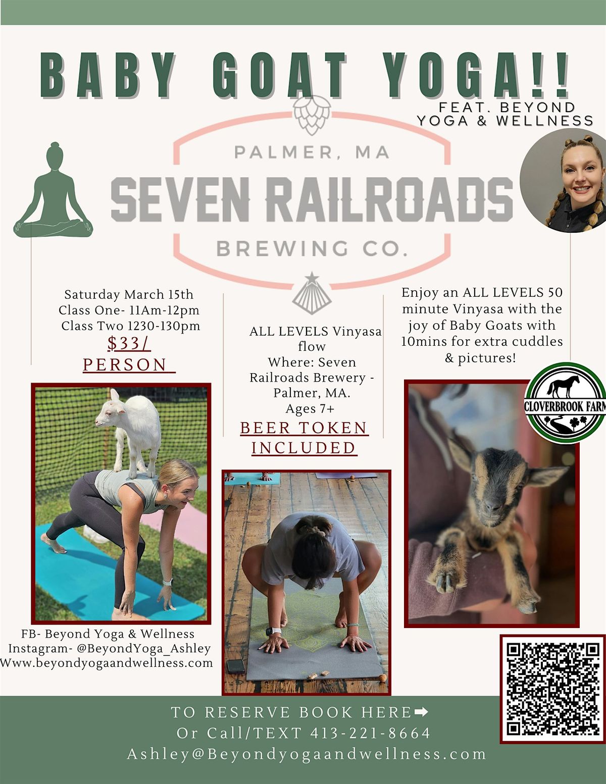 Baby Goat Yoga at Seven Railroads in PALMER MA