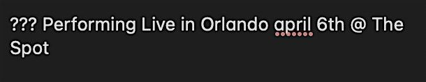 ????? Performing live in orlando April 6th @ the spot