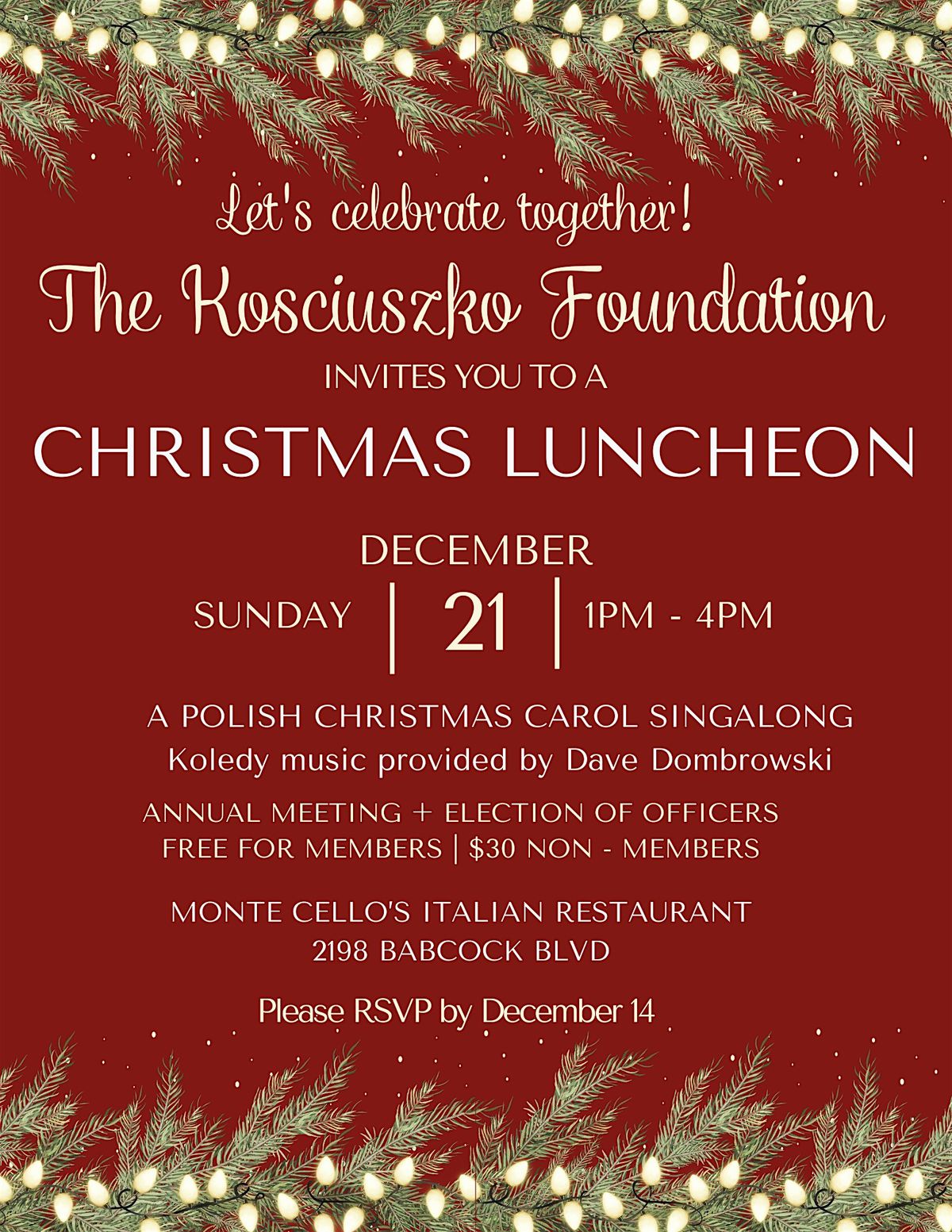 The Kosciuszko Foundation Pittsburgh Christmas Luncheon