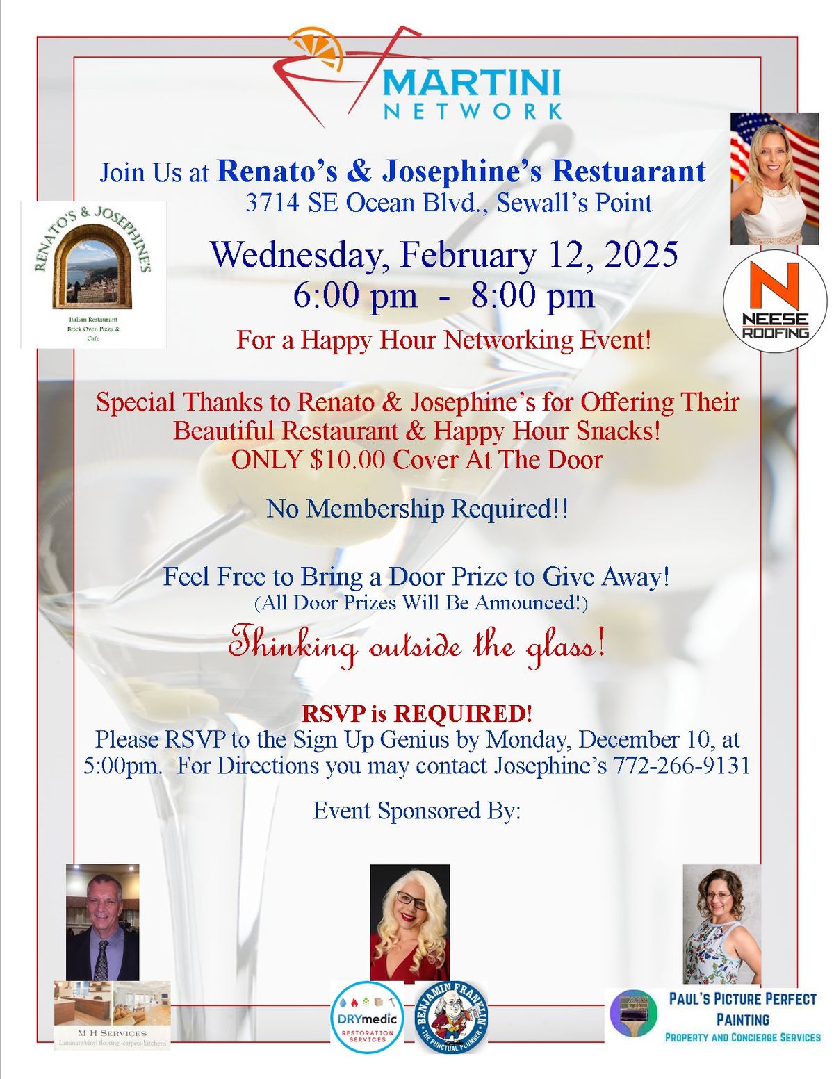 Martini Network Hosted by Renato & Josephine's Restaurant in Stuart