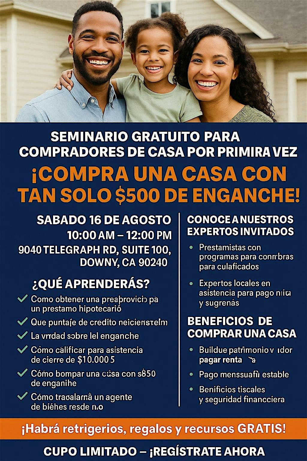 \u00a1COMPRA UNA CASA CON TAN SOLO $500 DE ENGANCHE! SEMINARIO GRATIS