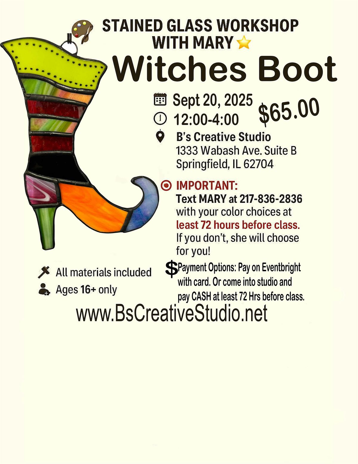 Stained Glass Witches Boot