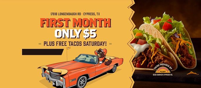 First Month Only $5 + TACOS