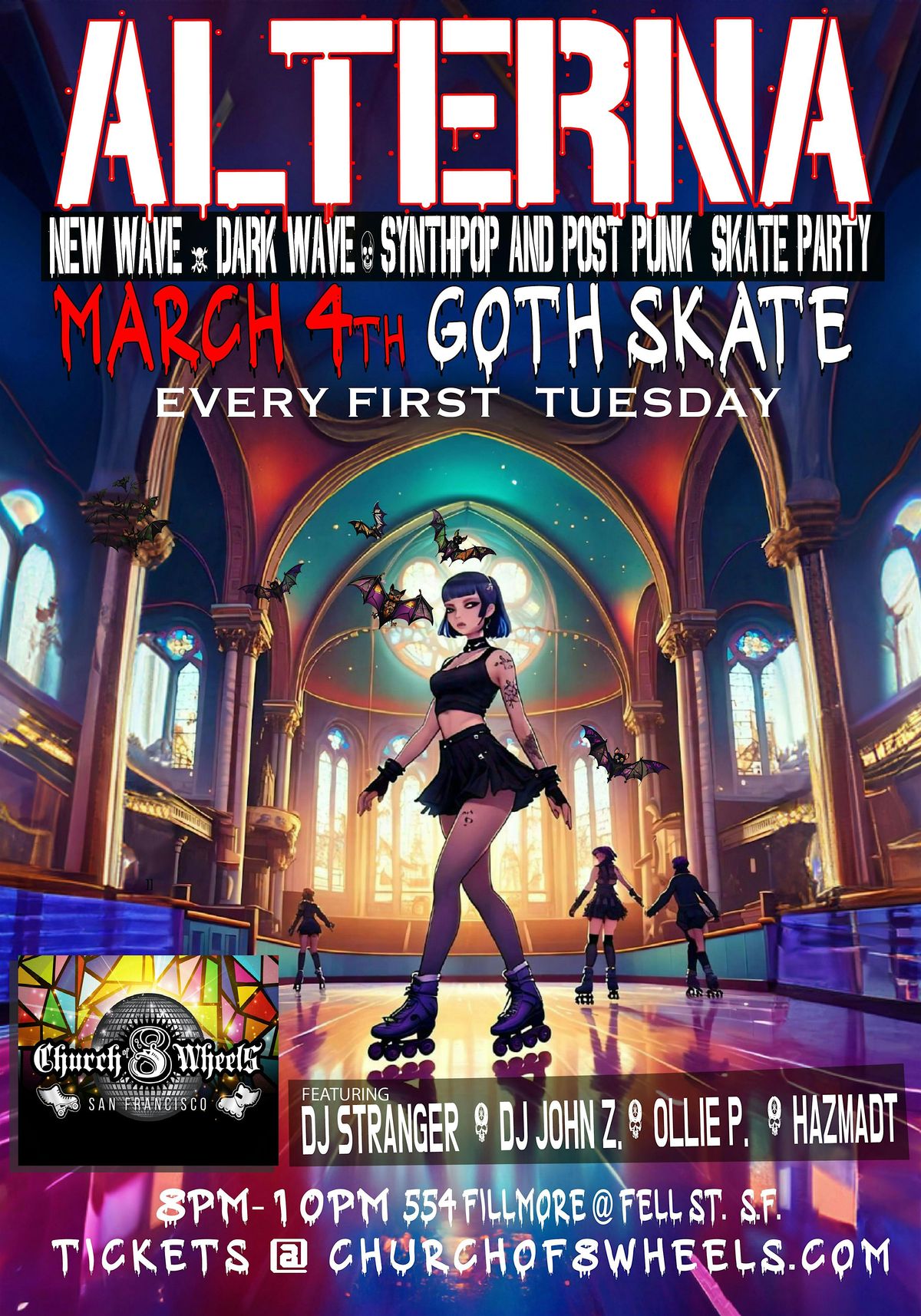 Welcome to ALTERNA - Goth Night at the Church of 8 Wheels