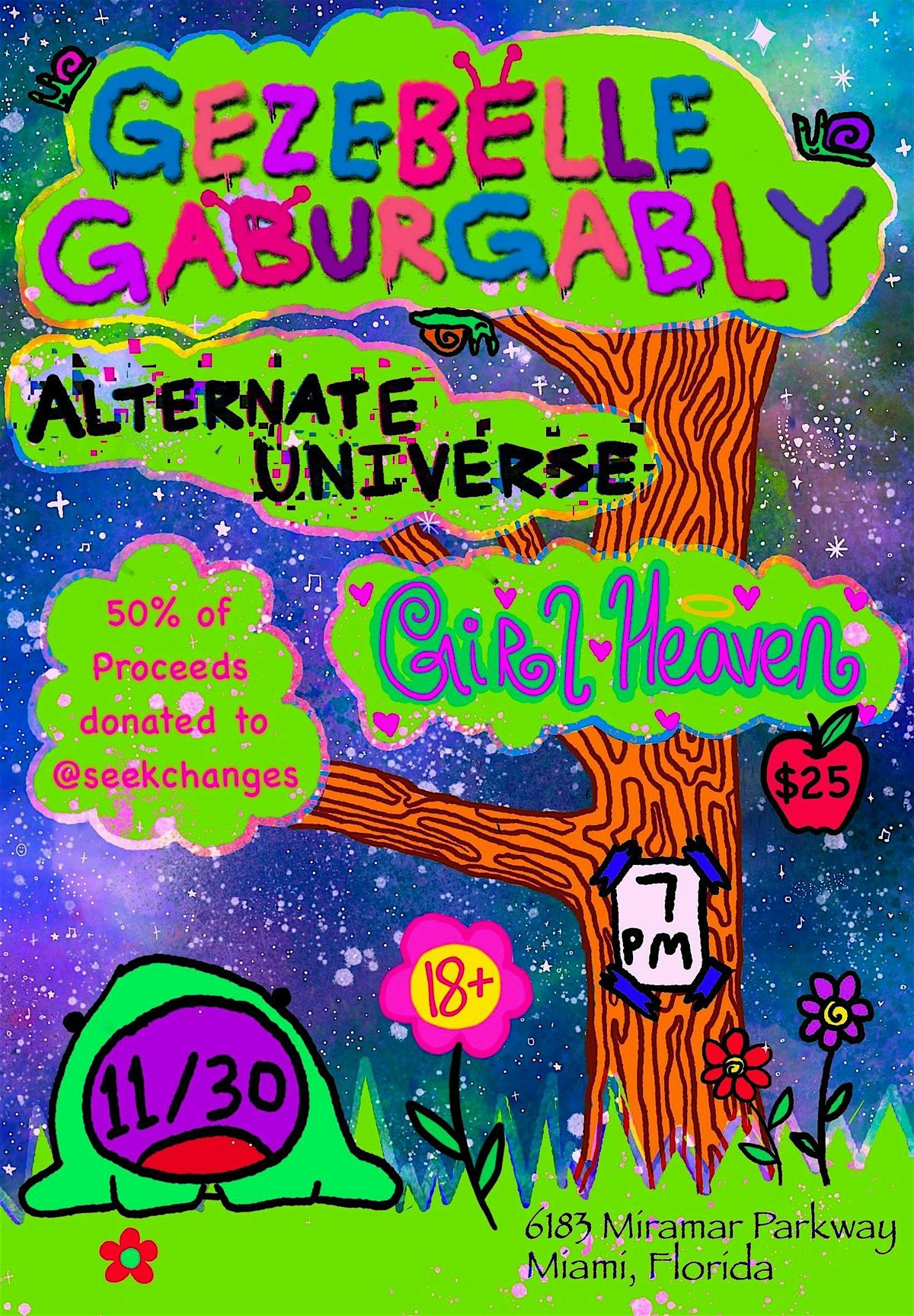 Gezebelle Gaburgably, Alternate Universe, Girl Heaven Concert Fundraiser