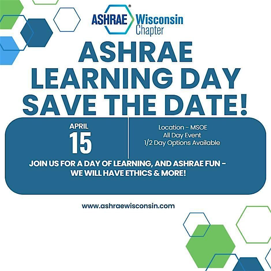 ATTEND ASHRAE WI Learning Day 2025 at Diercks Hall