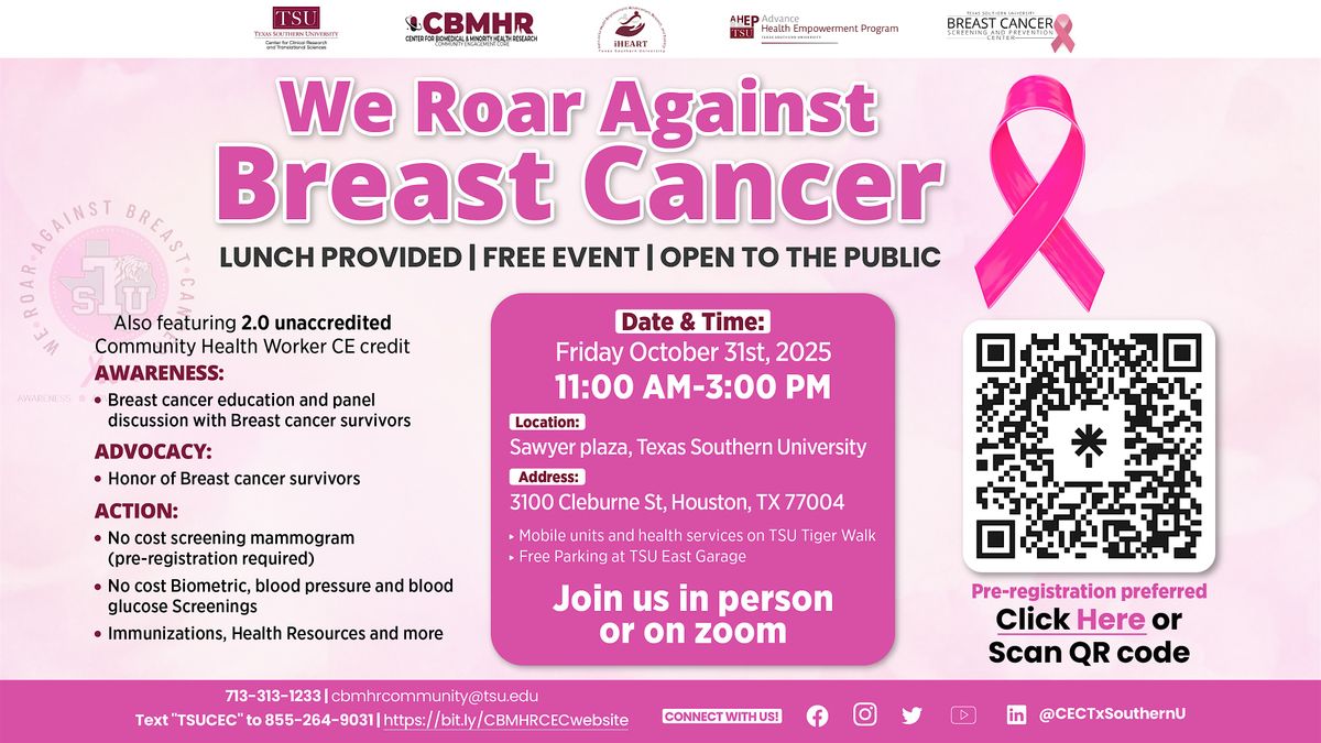 We Roar Against Breast Cancer\u2013 Free Community Event
