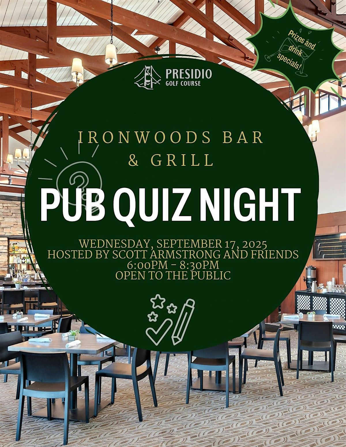 September Pub Quiz at Presidio Golf Course