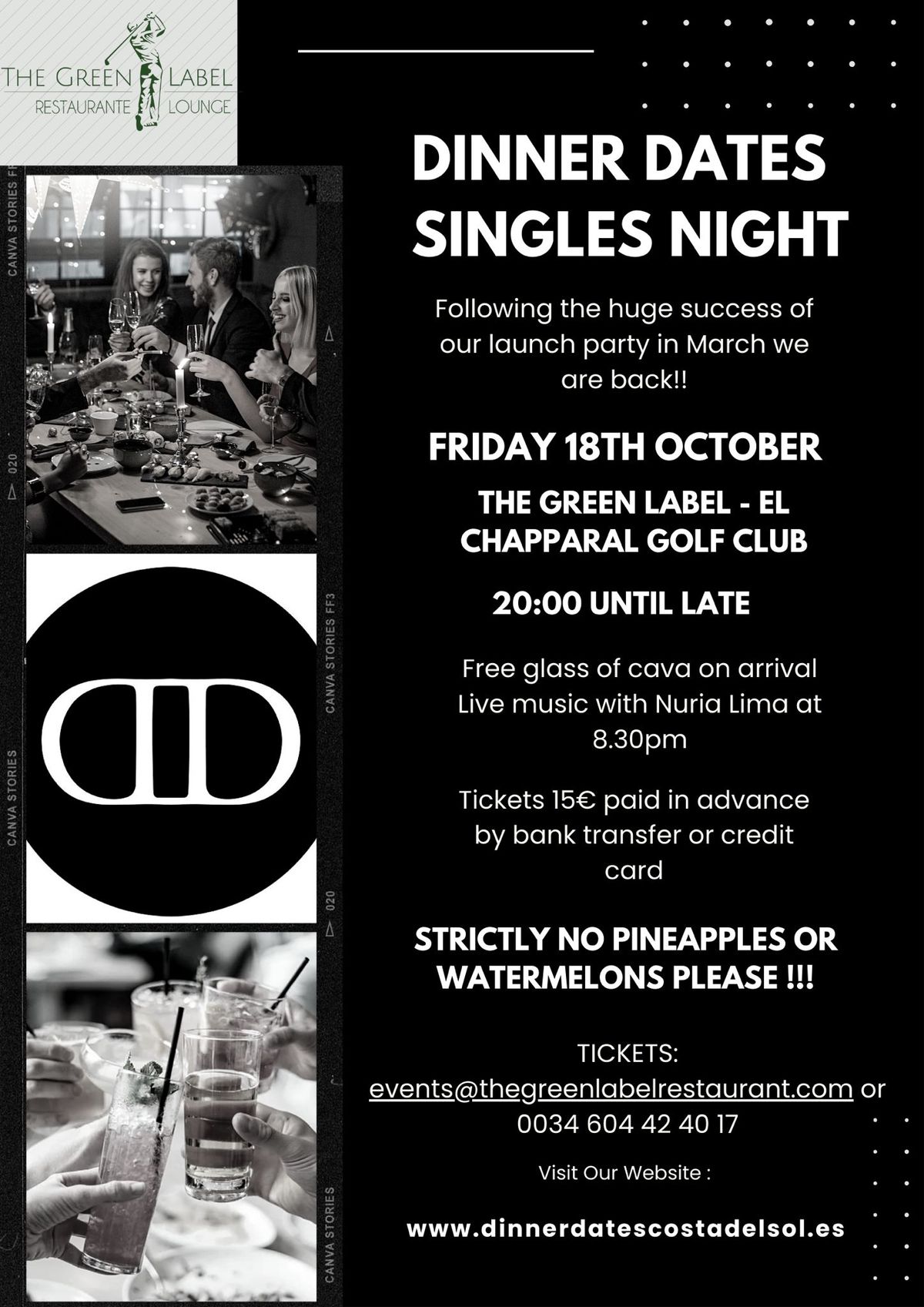 Dinner Dates Singles Night - Strictly no Pineapples allowed!!