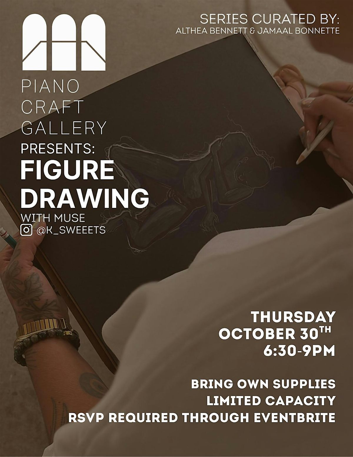 Live Figure Drawing @ Piano Craft Gallery