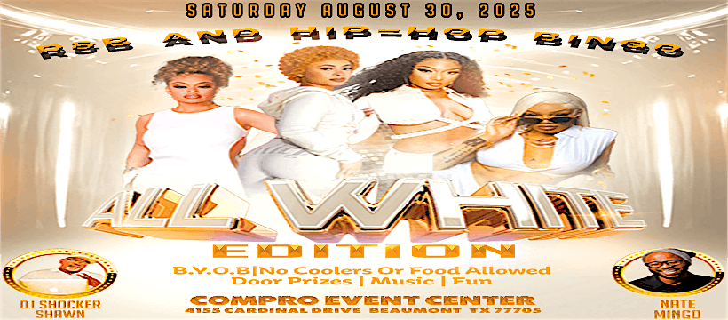 R&B and Hip-Hop Bingo  -  All White Everythang Edition