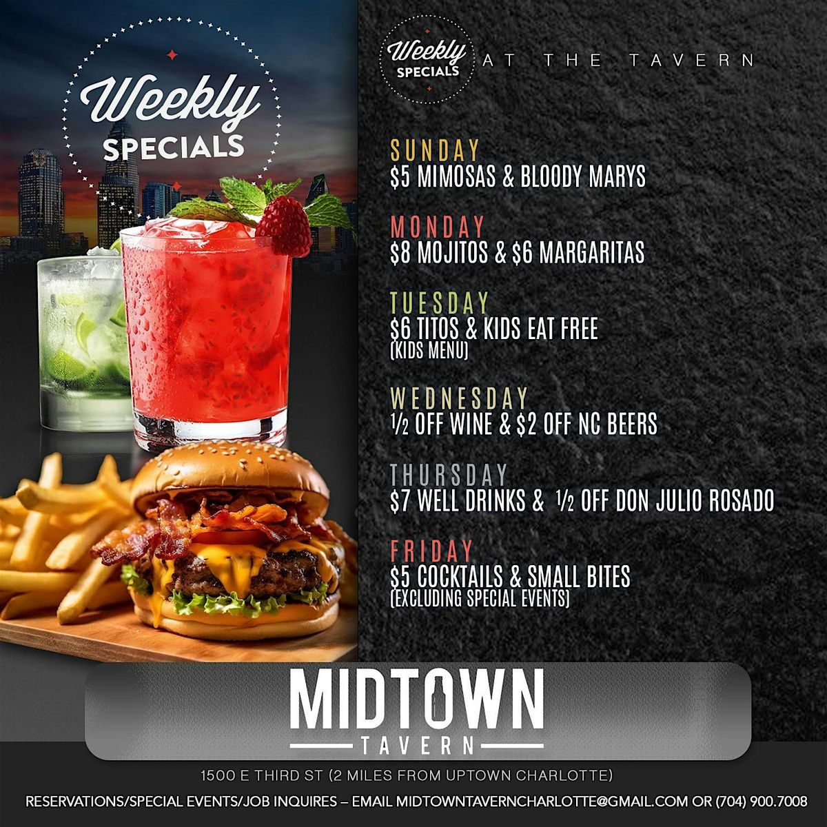 WEEKLY FOOD SPECIALS @ MIDTOWN TAVERN