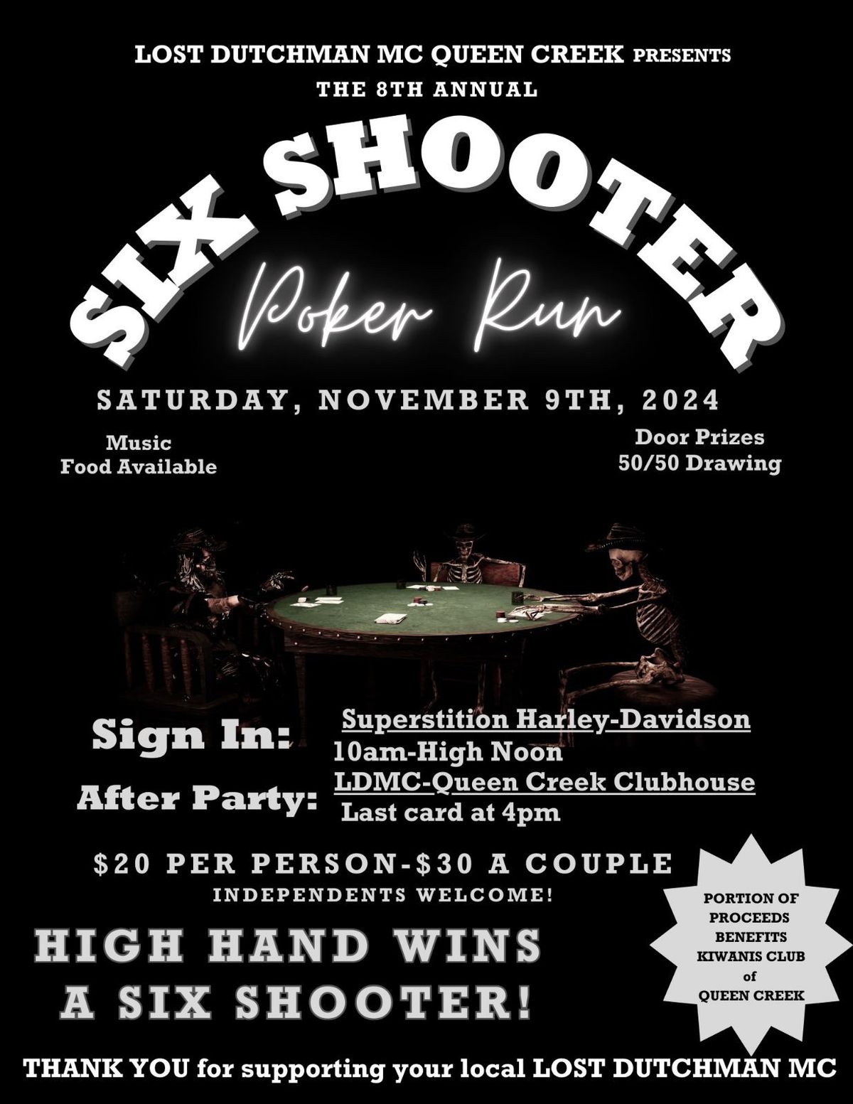 8th Annual Six Shooter Poker Run Starting off @ SHD\u00ae 10am -12pm 