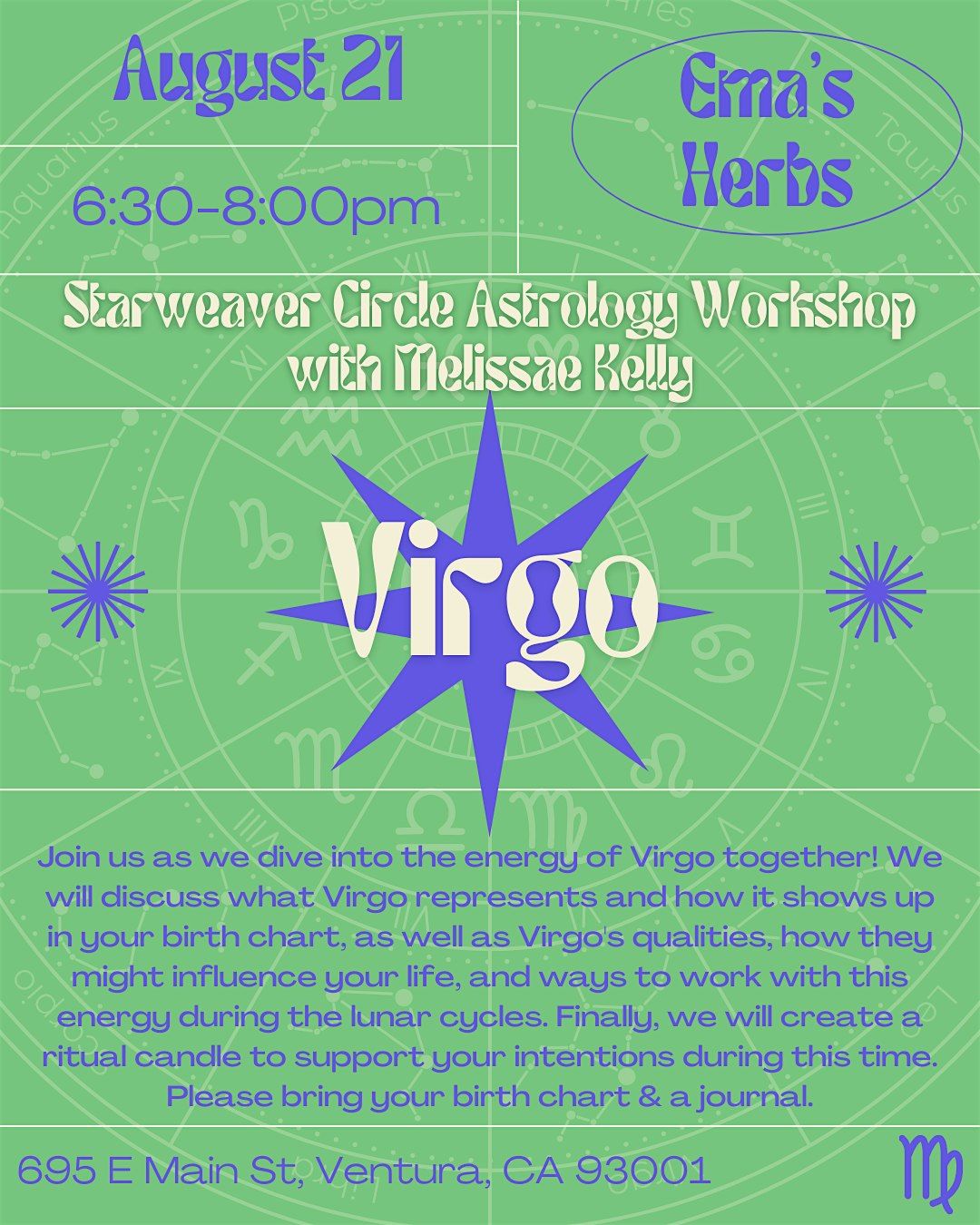 Starweaver  Circle Astrology Workshop: Virgo with Melissae Kelly