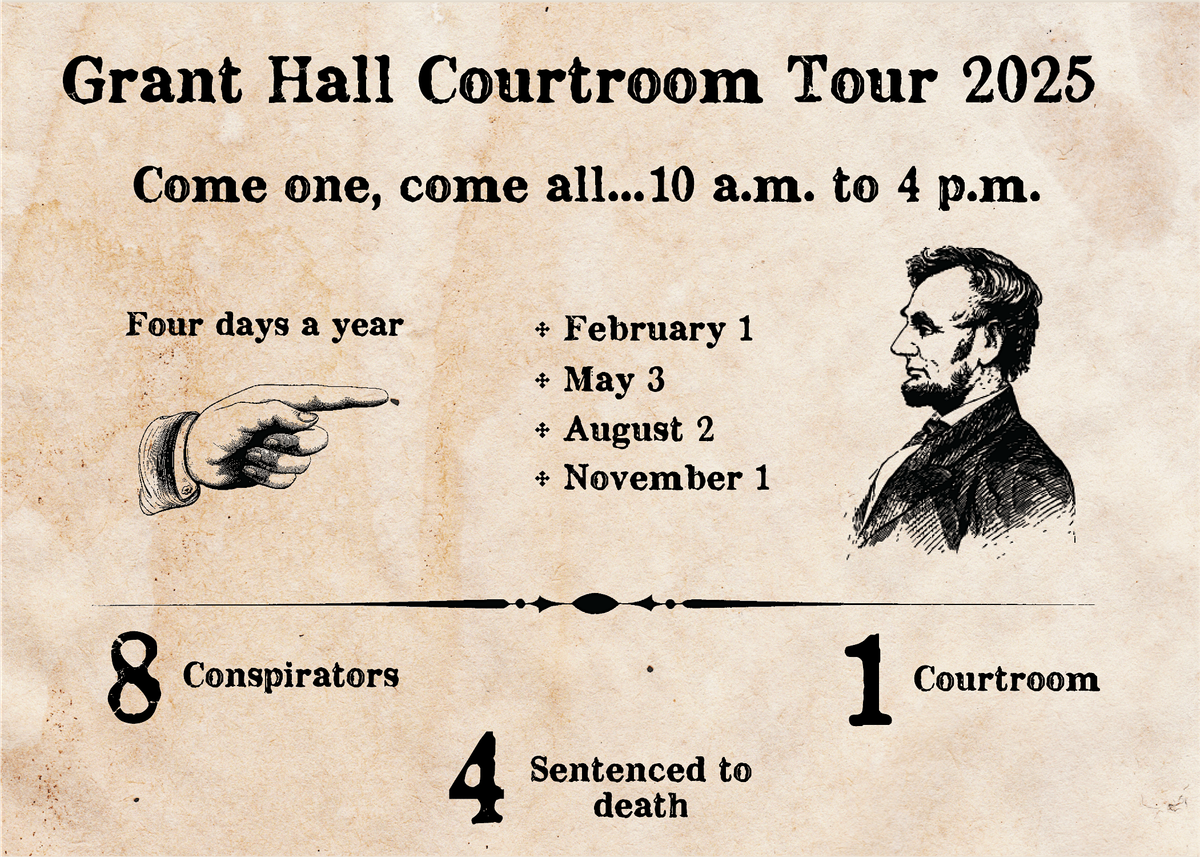 Grant Hall Courtroom tours - Where the Lincoln conspirators were tried.