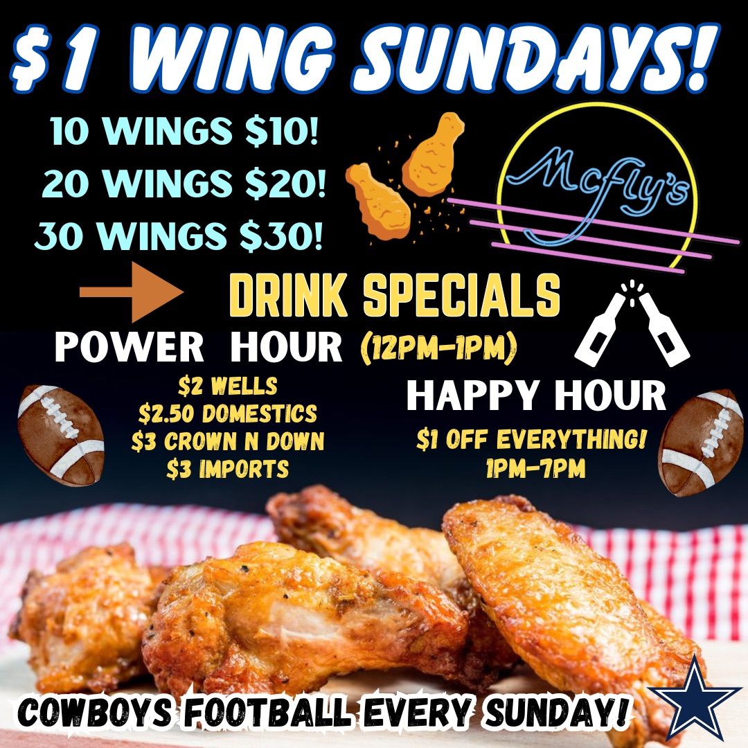 \ud83c\udf57$1 Wings & Football \ud83c\udfc8 Every SUNDAY!