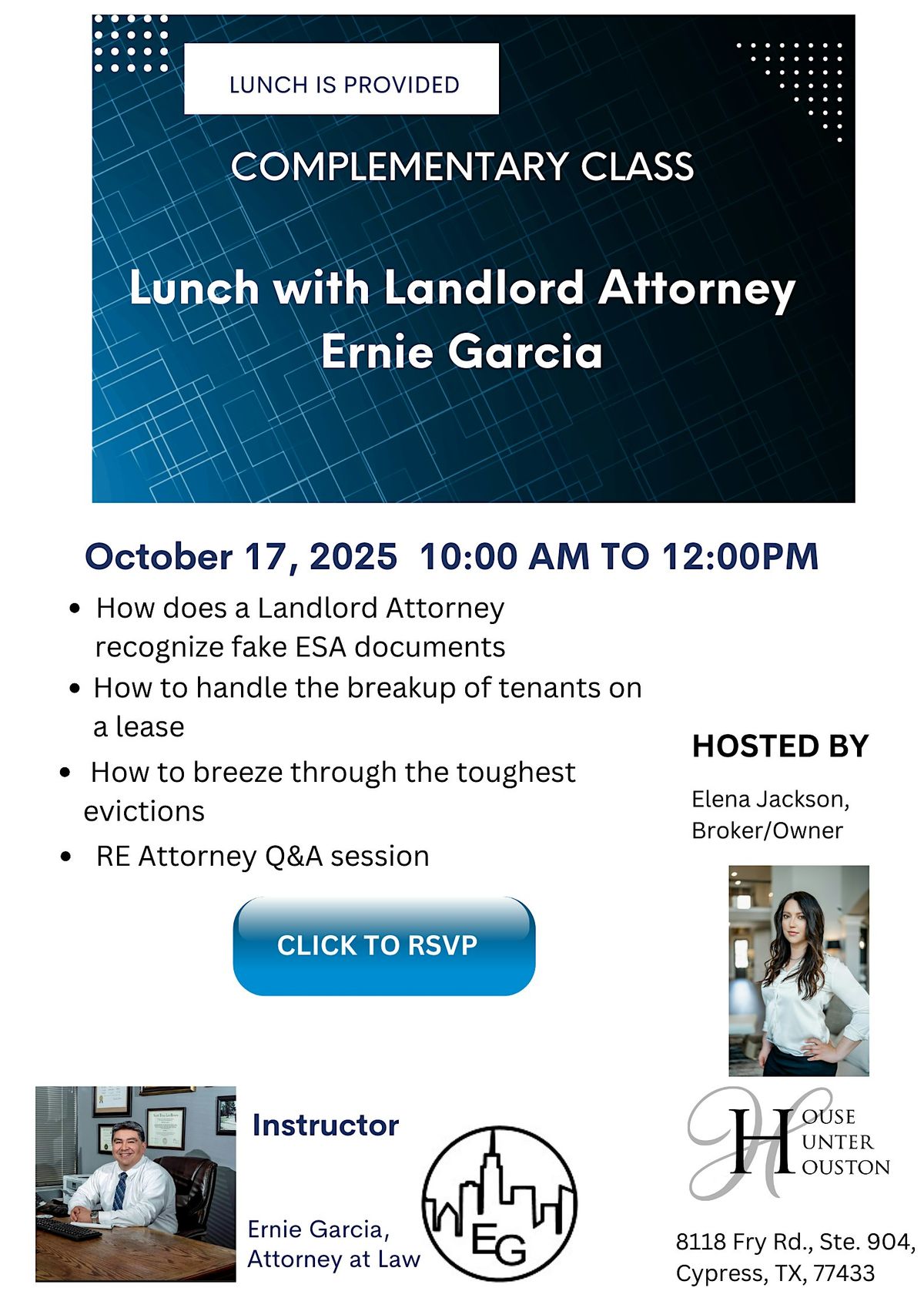 NON-CE Class for Realtors "Lunch with Landlord Attorney Ernie Garcia"