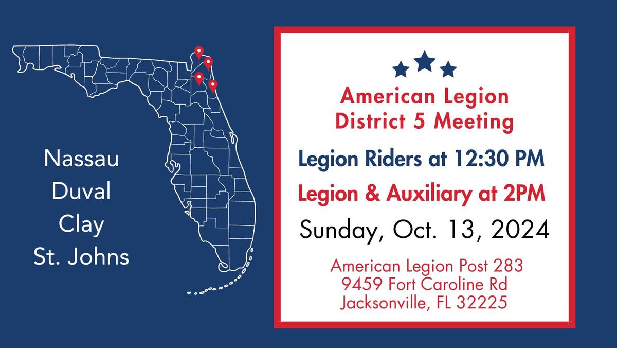 5th District Meeting ALR LEG AUX | Post 283 | Jacksonville, Florida