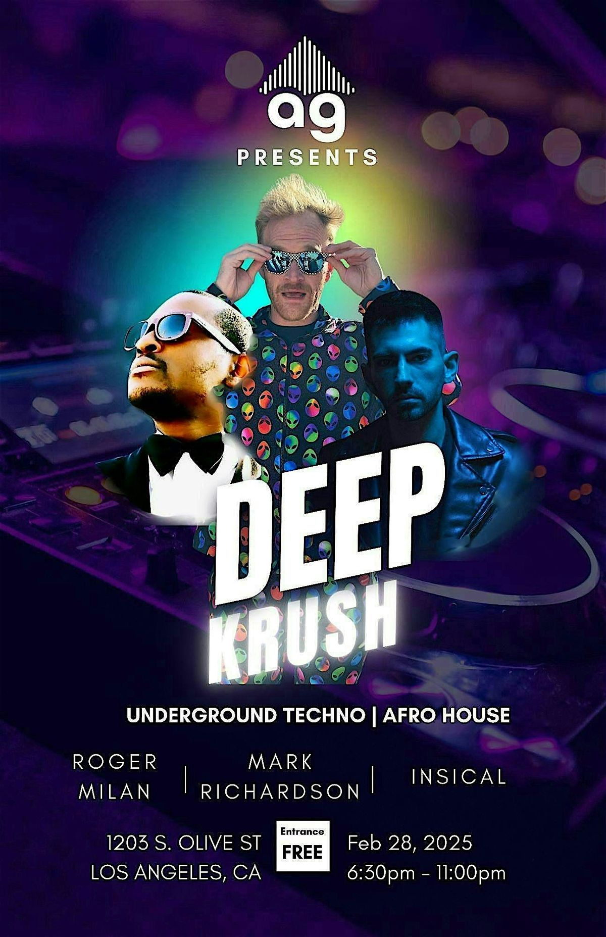 DEEP KRUSH in DTLA w\/DJs Mark Richardson, Insical & Roger Milan