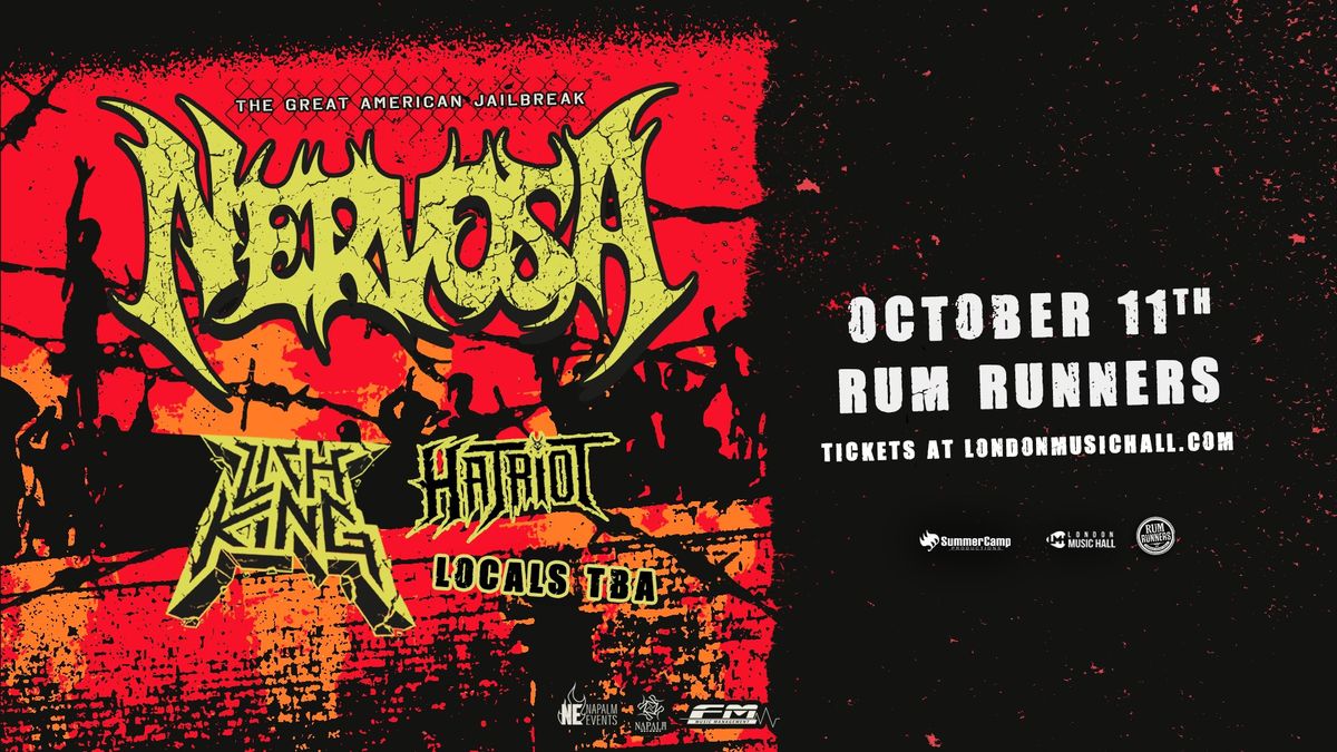 NERVOSA - The Great American Jailbreak Tour w\/ Lich King & Hatriot - October 11th @ Rum Runners