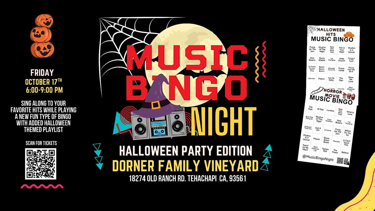 Halloween Party Music Bingo Night @ Dorner Family Vineyard Tehachapi