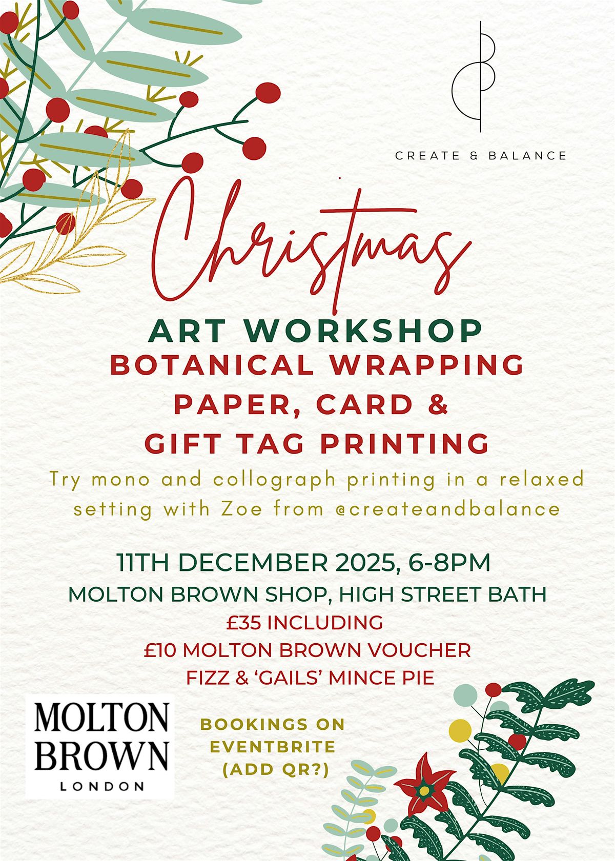 Christmas Art Workshop at Molton Brown, Bath
