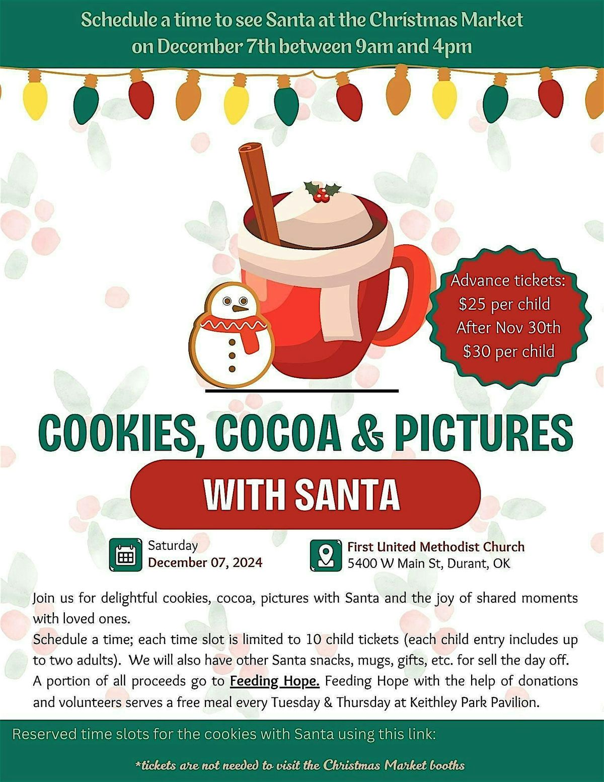 Cookies, Hot Cocoa with Santa on Dec 7th