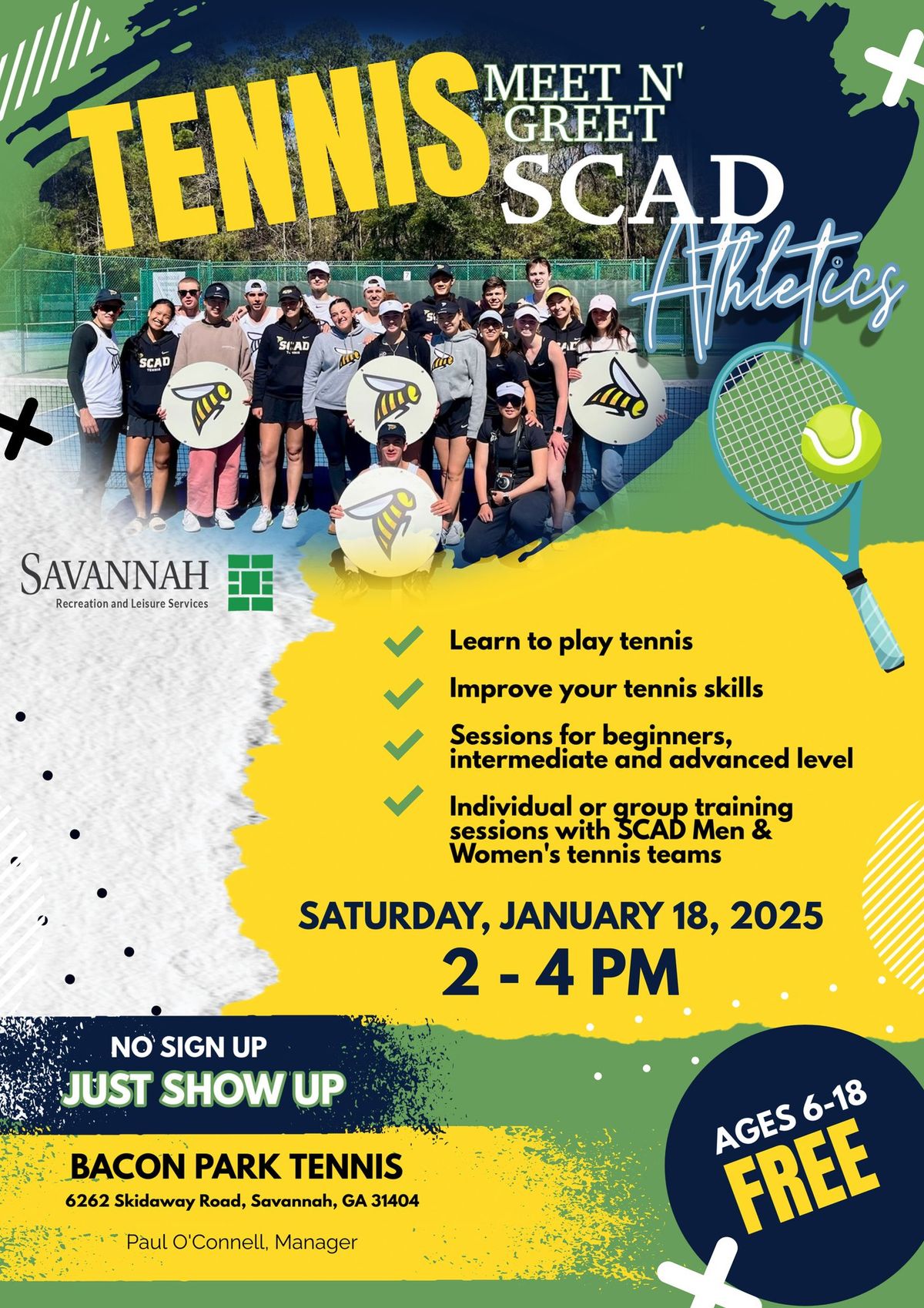 Free Tennis Session with SCAD!