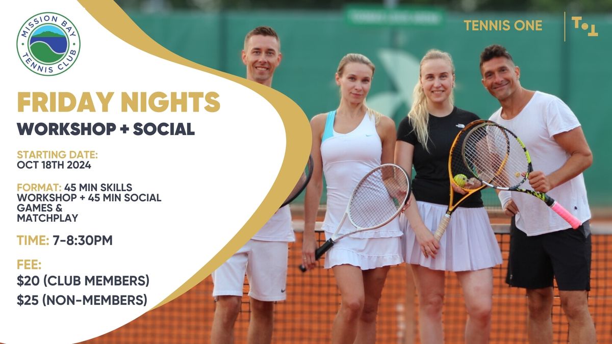 Friday Night Tennis + Social Fun at Mission Bay (Beginner\/Int)