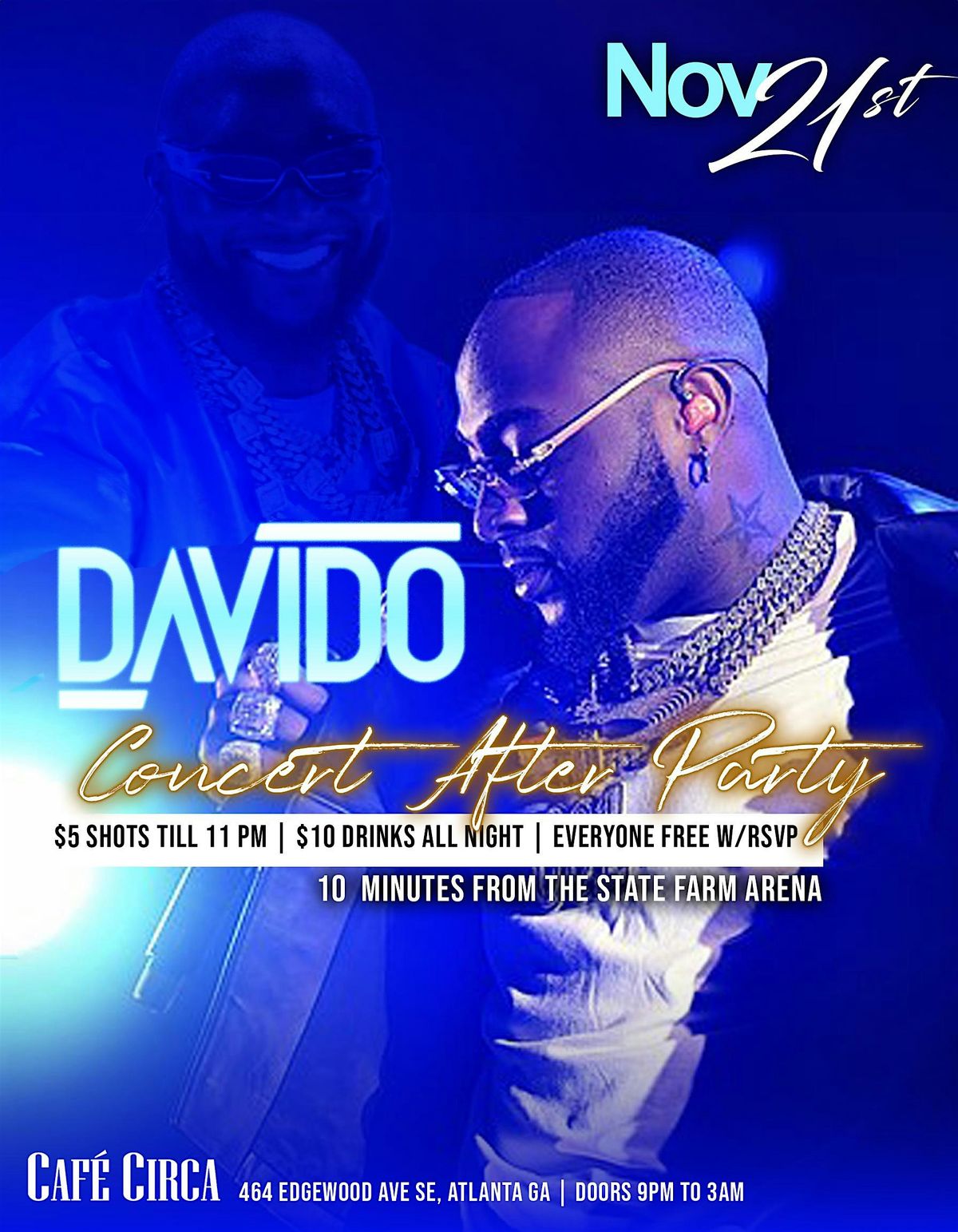 Davido Concert After Party Thursday November 21st at Cafe Circa