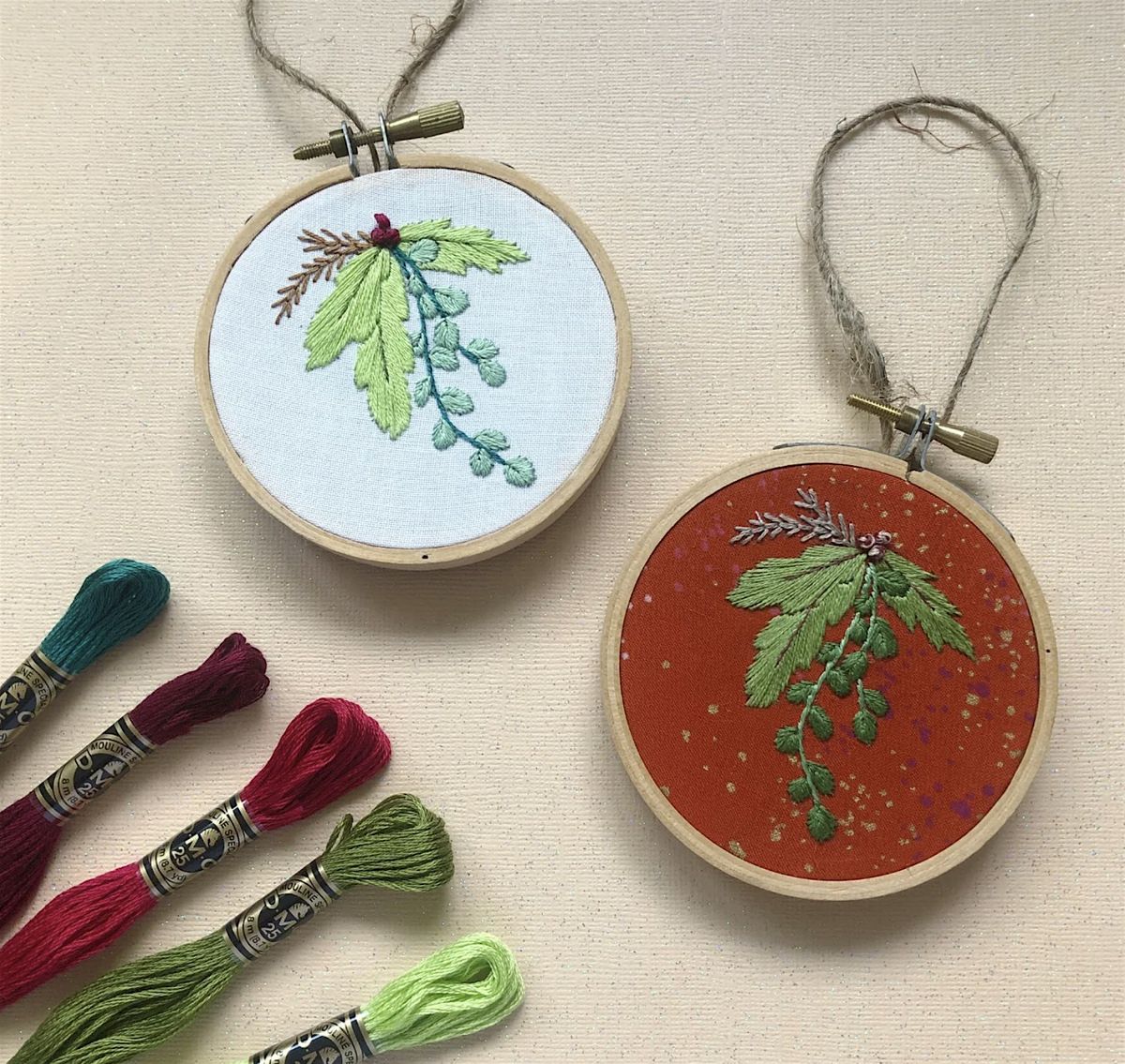 Winter Botanical Embroidered Ornament