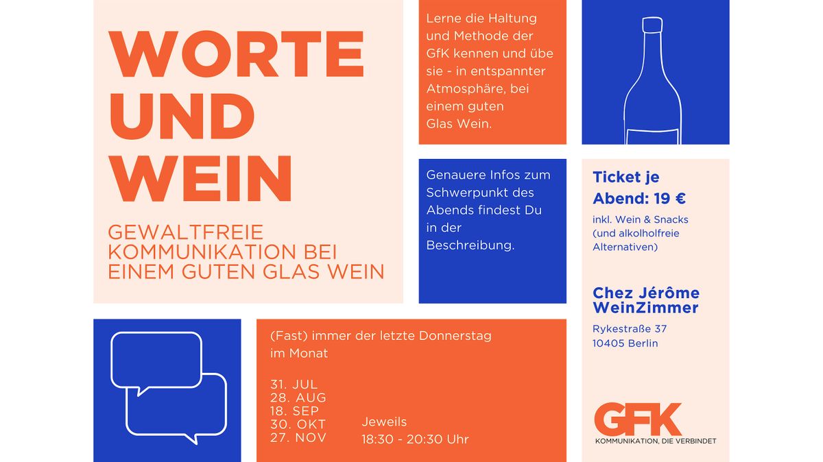 Worte und Wein - Gewaltfreie Kommunikation (GfK) bei einem guten Glas Wein