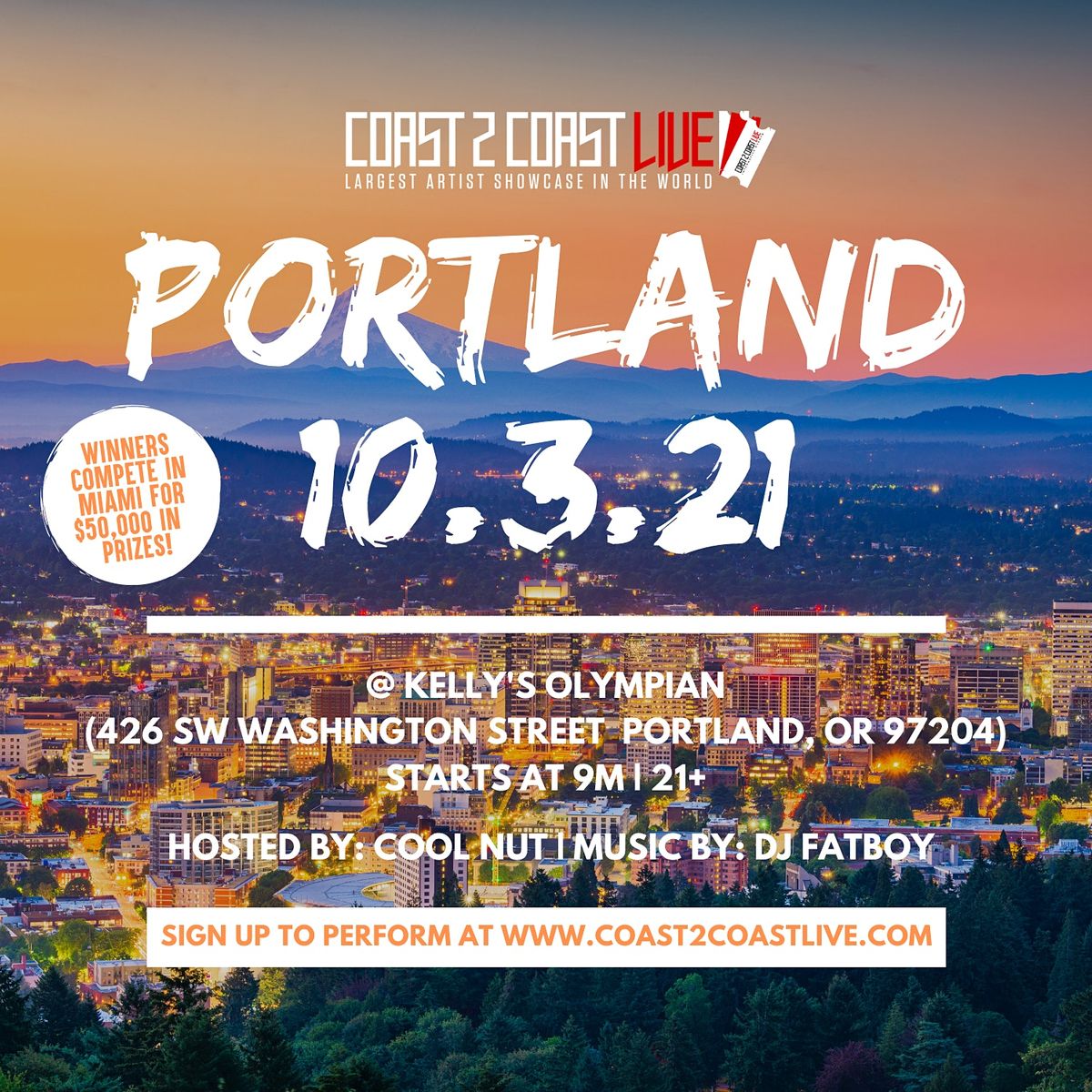 Coast 2 Coast LIVE Showcase Portland - Artists Win $50K In Prizes