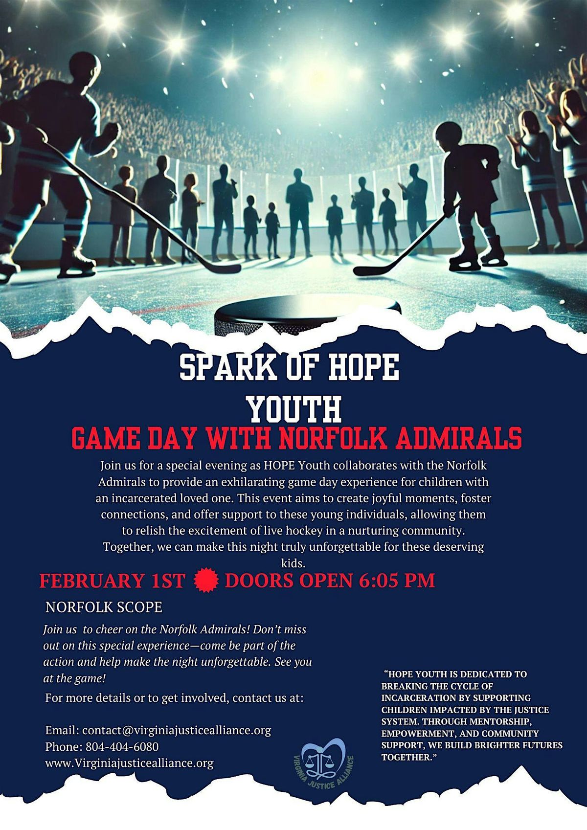 Spark of HOPE Youth Event -Norfolk Admirals Game