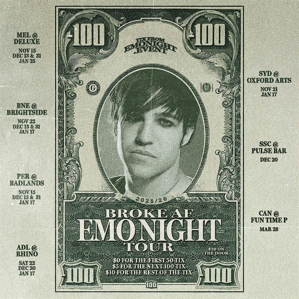 BROKE AF EMO NIGHT $5 TIX ADELAIDE