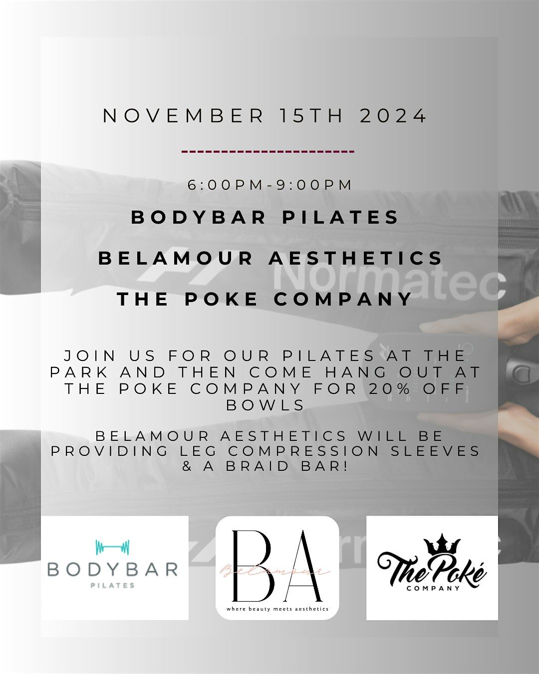 Belamour Aesthetics x Bodybar Pilates x Poke Bowl