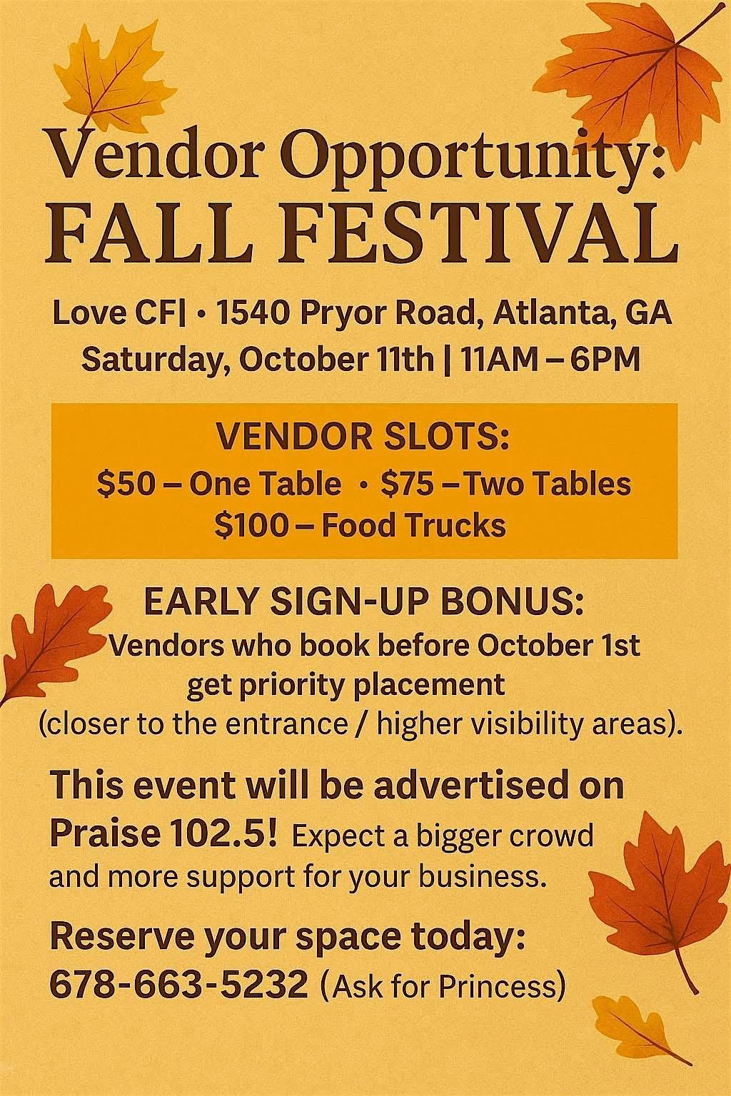 Vendors!!! Love CFI Fall Festival