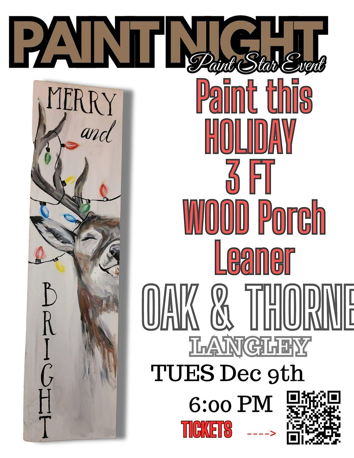 PAINT Merry & Bright 3 Ft WOOD Porch Leaner