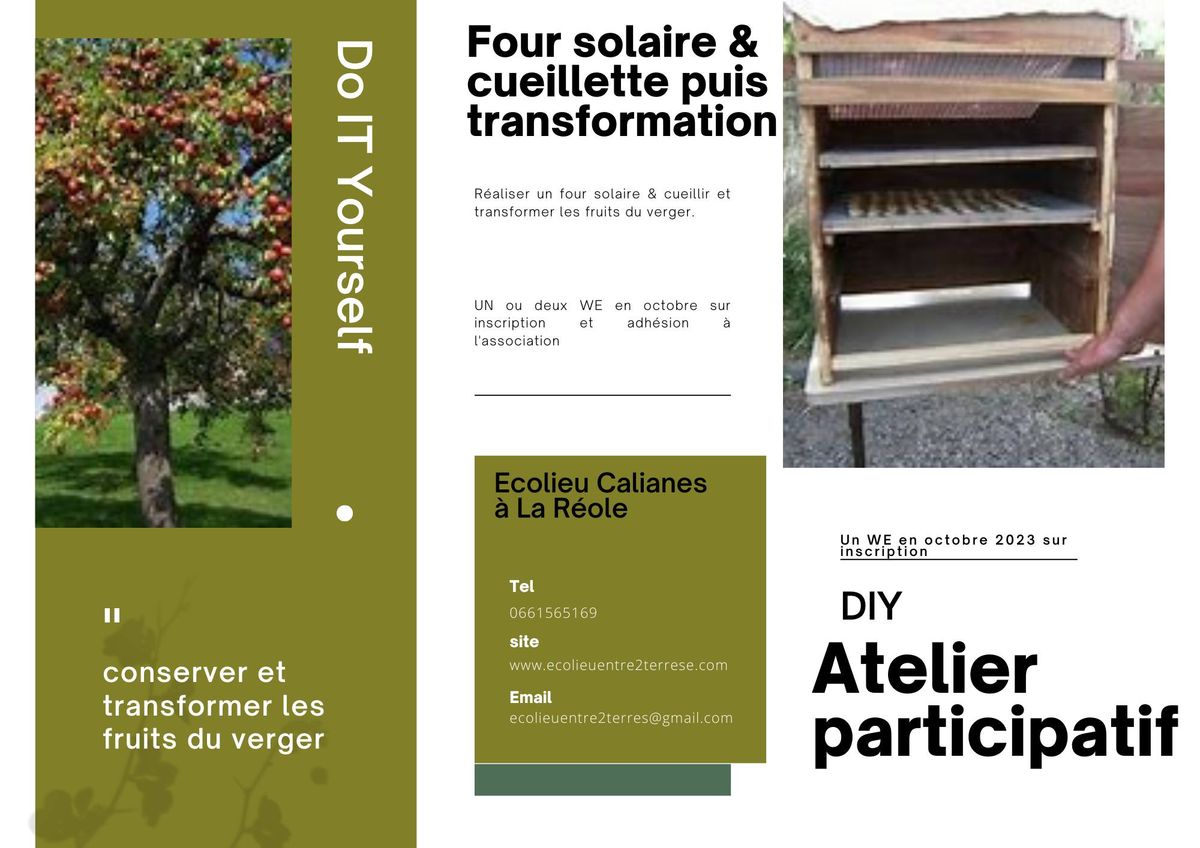 Chantier participatif cr\u00e9ation four solaire et r\u00e9colte de fruits du verger