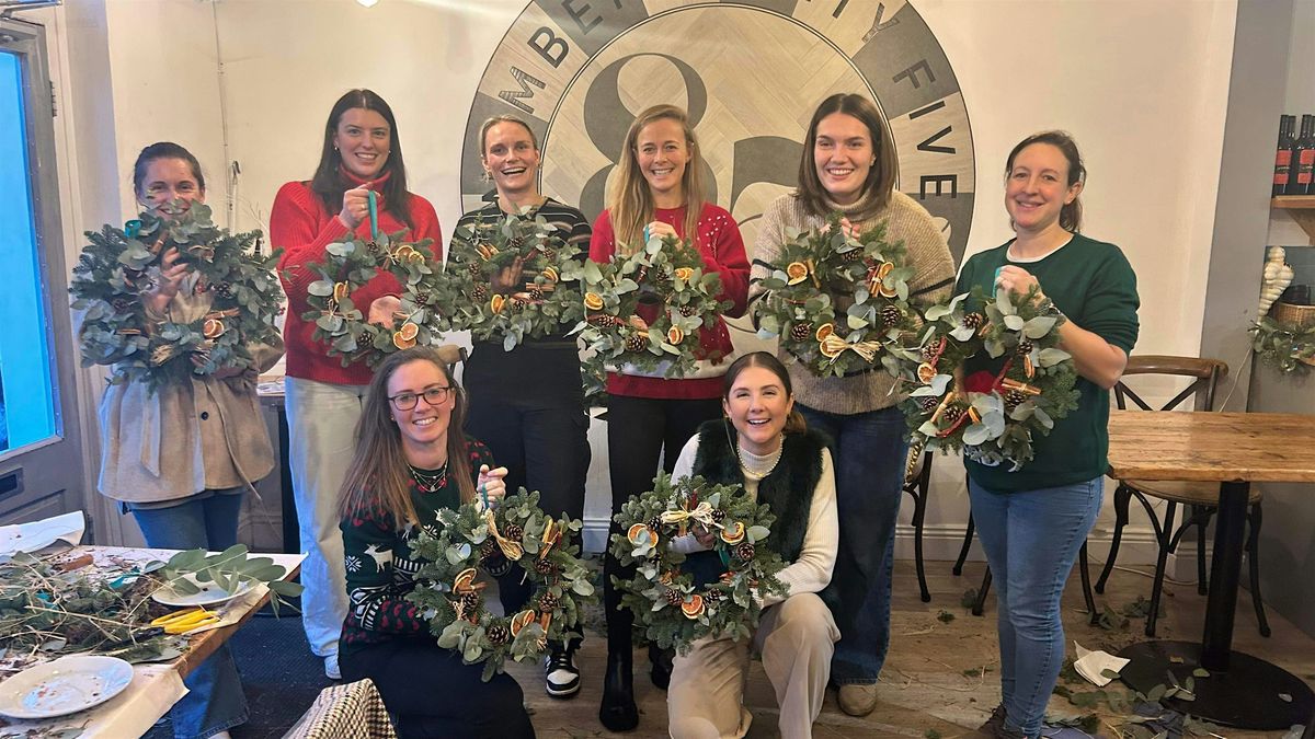 Christmas wreath workshop with fizz and festive bakes