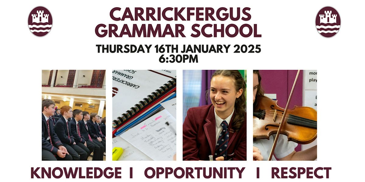 Tour Booking: Carrickfergus Grammar School Open Evening