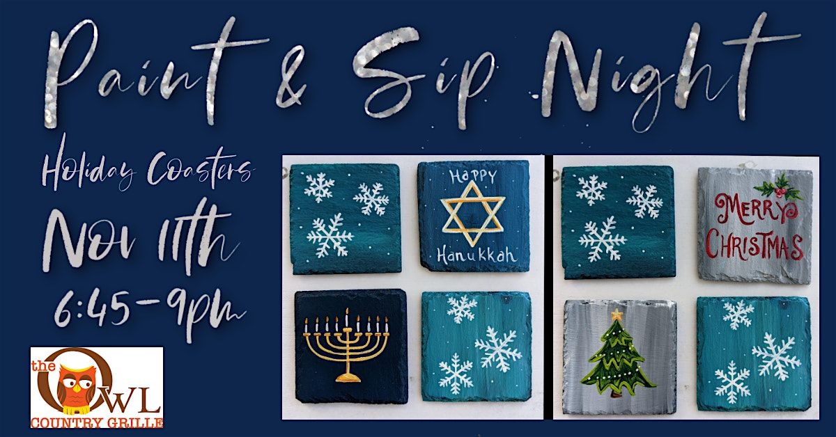 Hannukah or Christmas Coasters Paint Night