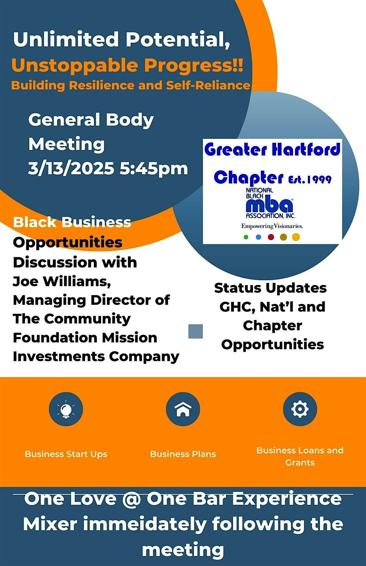 Greater Hartford Chapter Black MBA General Body Meeting and Mixer @ ONE BAR