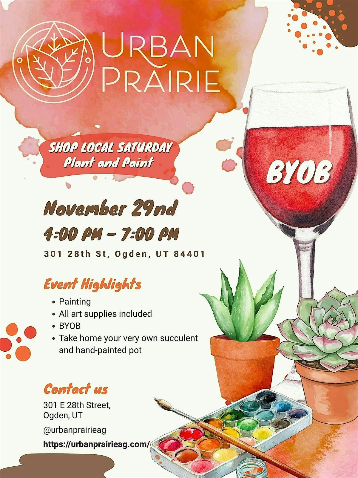 Shop Local Saturday Plant and Paint at Urban Prairie