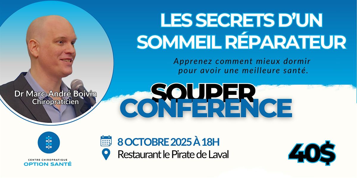 Souper-conf\u00e9rence: Les secrets d'un sommeil r\u00e9parateur