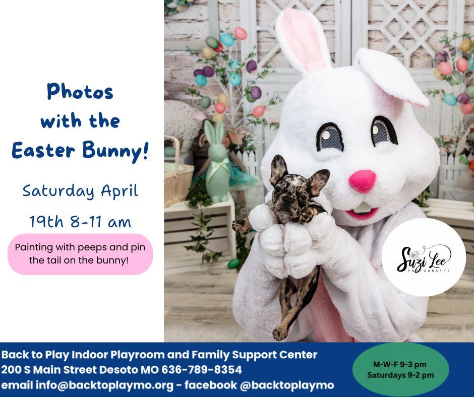 Free pictures with the Easter Bunny at Back to Play